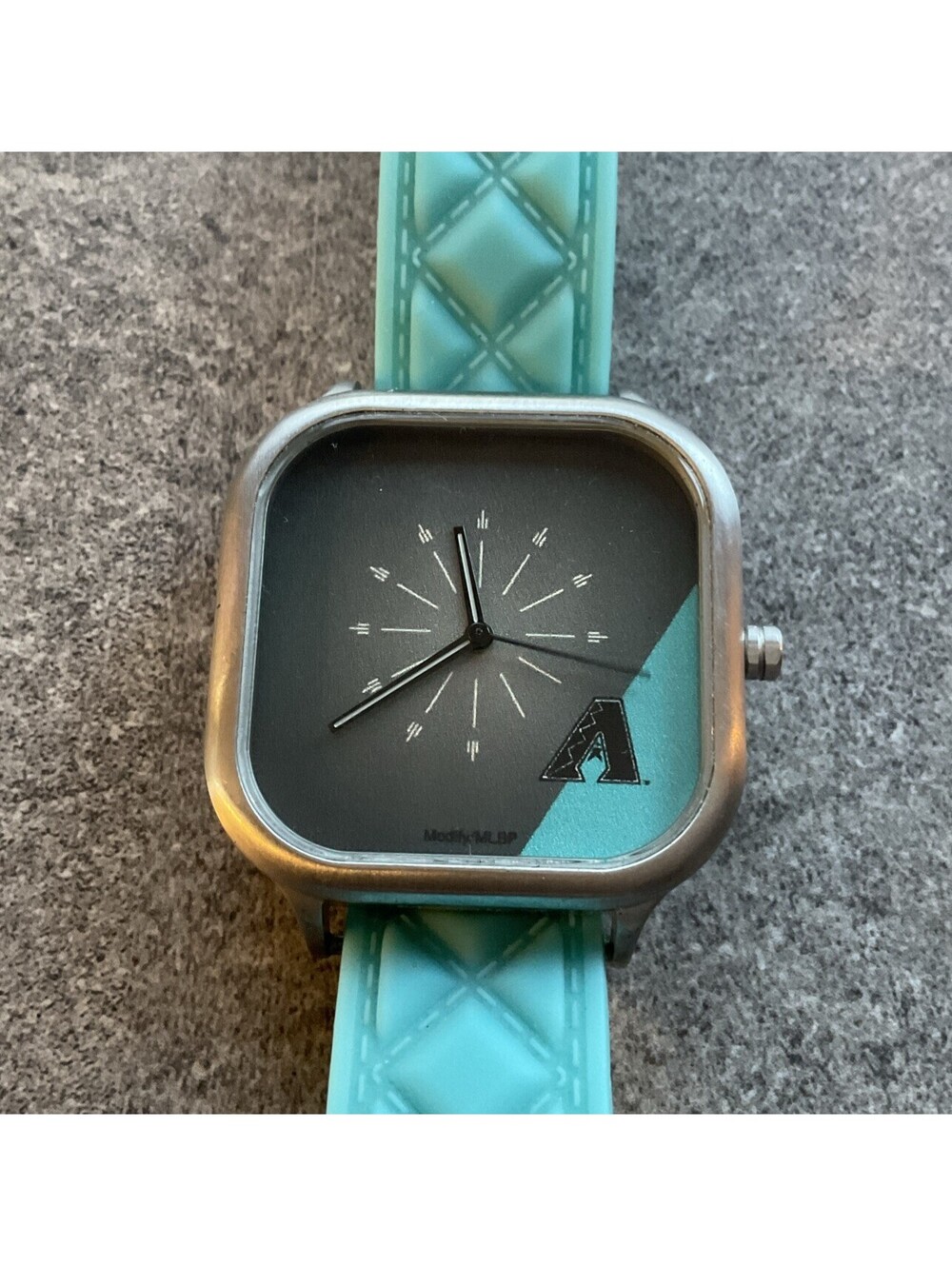 Modify Mens MLB Arizona Diamond Backs Watch 38mm Silver Tone Case Blue Band BM